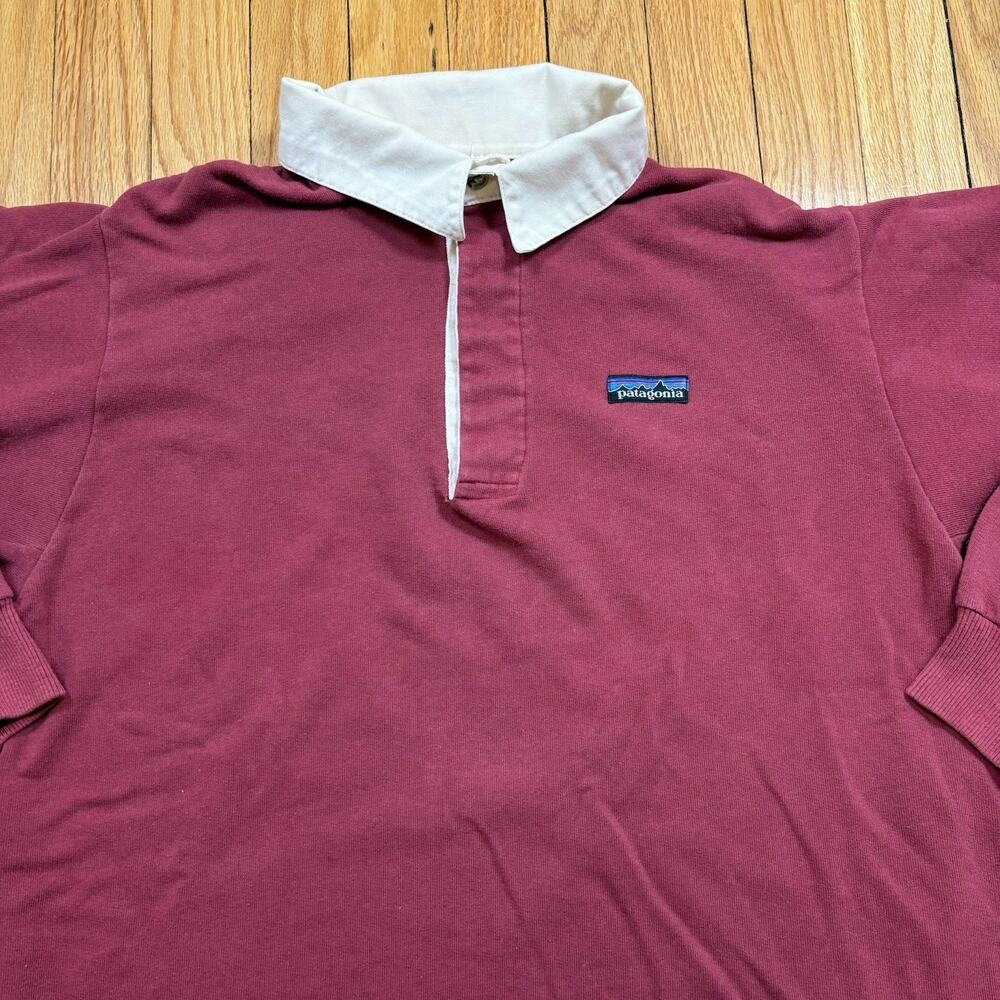 Vintage Patagonia Rugby Shirt Men's XL Red Solid Collared 70s 80s Hong Kong